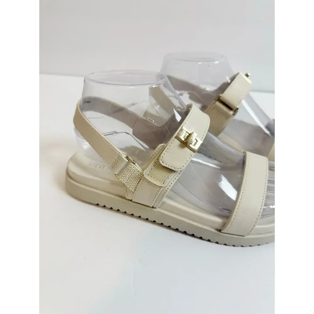 Steve Madden Breen Cream & Gold Strappy Sandal Girls 4 | Womens 6
